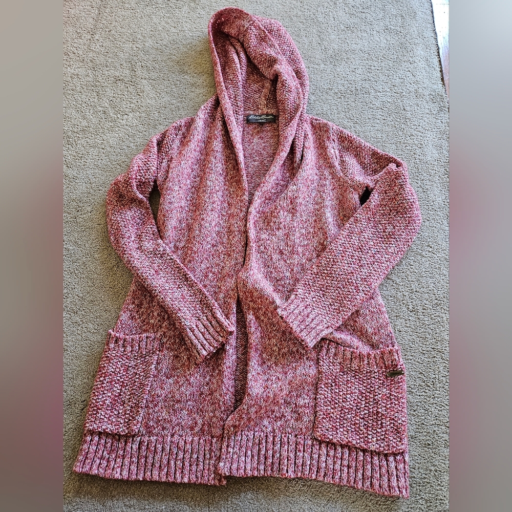 Eddie Bauer Lounge Sweater, XS, Red And Multicolor Speckles